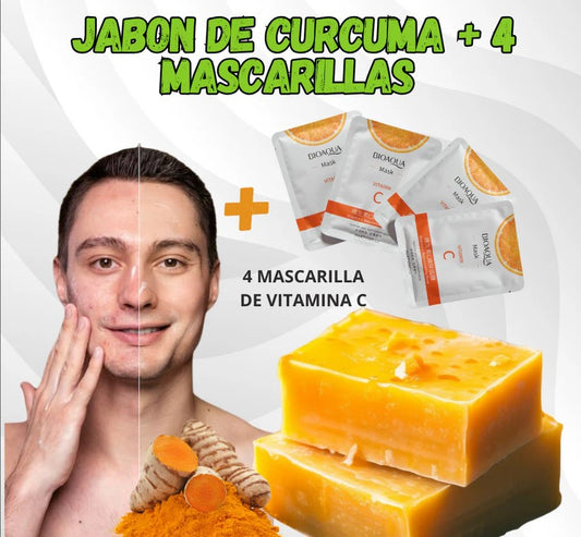 JABÓN DE CÚRCUMA+4MASCARILLAS DE VITAMINA C